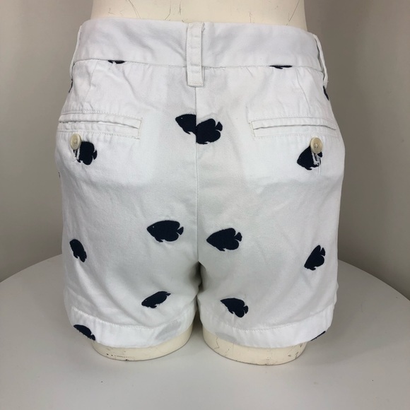 J Crew Chino White with Spade design shorts Size 4 - Picture 3 of 8